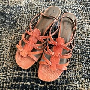 Orange leather strapped sandals